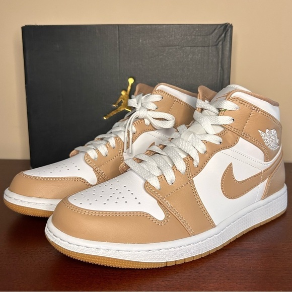 Jordan | Nike Air Jordan 1 Mid Hemp or Tan Gum (8.5 Men's / 10 Women's) - Picture 1 of 10